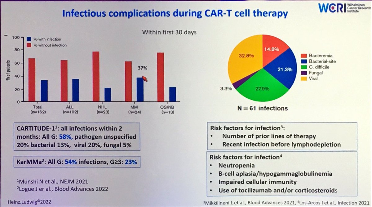 Mohty_EBMT's tweet photo. Beautiful summary slide about infectious complications in the context of immune therapies for myeloma by Dr H Ludwig at #ims2022 ⁦@Myeloma_Society⁩ https://t.co/g9ZlP24X3L