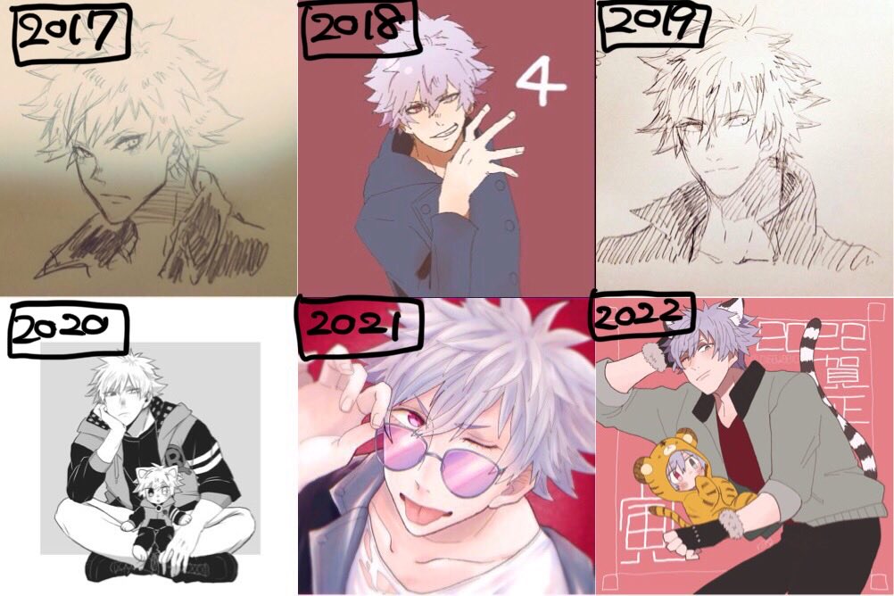 コラージュついでにまとめてみた絵の変化✌️ 