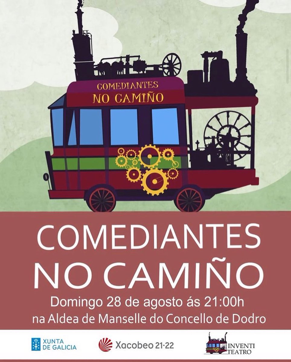 Mañá, domingo 28 de agosto, interpretaremos a LSE as seguintes actuacións de “Comediantes no Camiño”:

• 13h30 na Plazuela do Concello de  Pontecesures. 

• 17h30 no Albergue de Briallos do Concello de Portas.

• 21h00 no Souto de Manselle do Concello de Dodro.

#Xacobeo2022