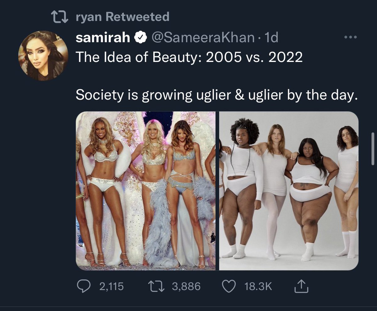 nsfw_styles's tweet photo. If you think like this you deserve to perish. Size 2 supermodels still work the most and make the most money. The pic on the right is from a size inclusive brand as if fat people don’t deserve the right to feel good and wear clothes that fit. https://t.co/8k47dpkSS7