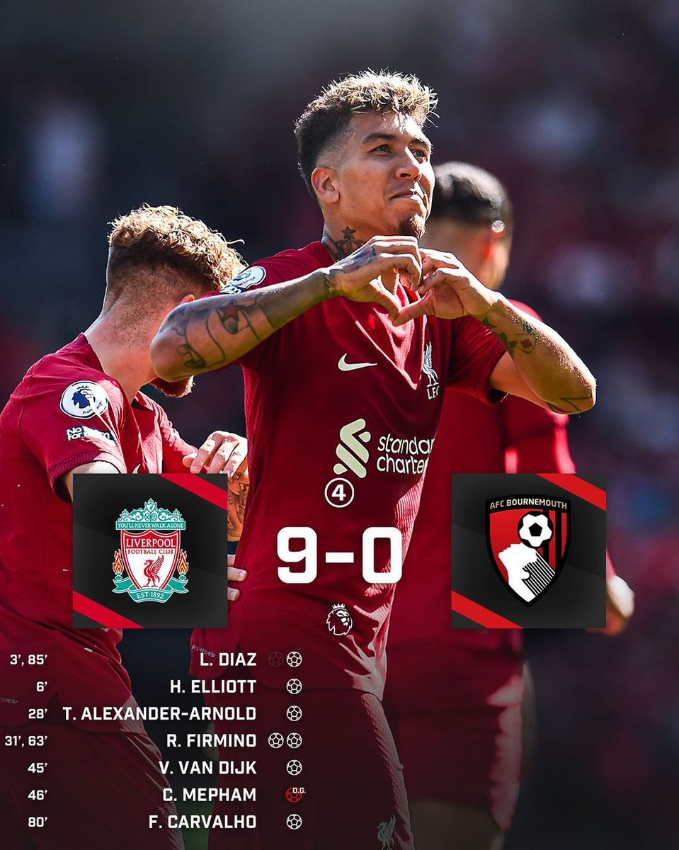 433's tweet photo. Liverpool bounce back in style and hit NINE past Bournemouth ��🔥 https://t.co/wDIAEy6Krl