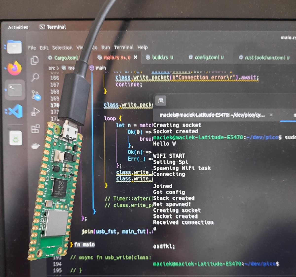 maciek_glowka's tweet image. I was worried it would be a nightmare, but actually thanks to the amazing work from the Embassy team, connecting Pico W running #rustlang to my wi-fi is quite doable.
#rustembedded #picow
@Raspberry_Pi