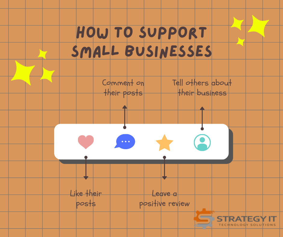 Liking posts, sharing  posts, tagging a friend, leaving testimonials...simple but helpful ways to help support your local businesses.