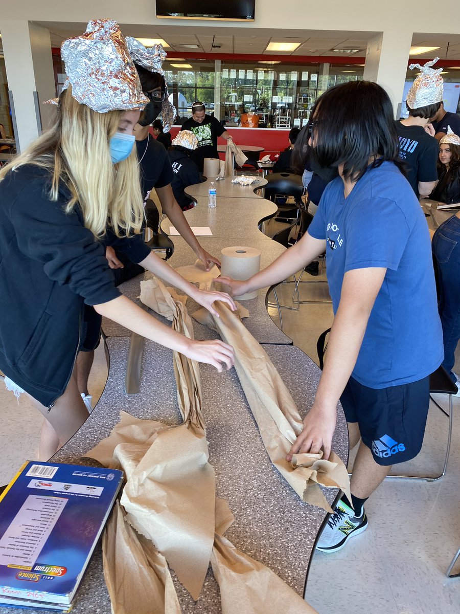Reeves_Physics's tweet photo. Yesterday we had our first AP Social for our AP Physics 1 students after school! ~30 students competed in different fun events including tin foil hat design, paper towel backpack making - yes those ones in all our science classrooms… (1/…) https://t.co/LxQH2KazZc