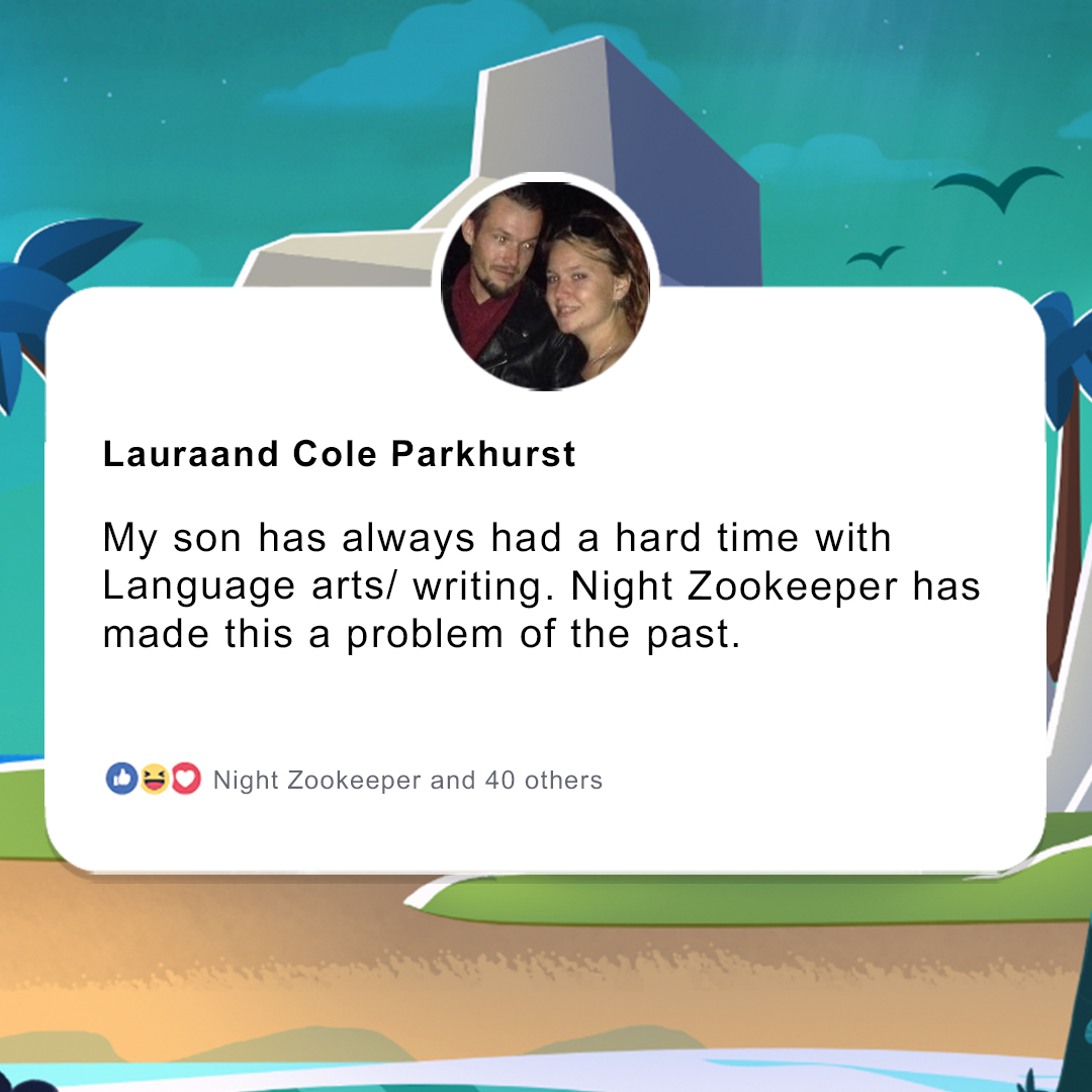 nightzookeeper's tweet photo. Thanks for sharing your review of Night Zookeeper!

Our program boosts: 
⭐️ Grammar
⭐️ Vocabulary building
⭐️ Reading comprehension 
⭐️ Writing skills
⭐️ Spelling

Free trial:
https://t.co/LwzGu4o4VV

#nightzookeeper https://t.co/Hq9SpSQfQe
