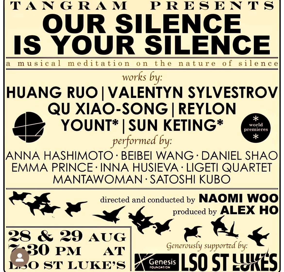 ruohuang's tweet photo. #ADustInTime’s London premiere will be given by @LigetiQuartet presented and produced by @tangramsound & LSO St Luke’s this weekend (August 28 & 29, 7:30pm) as part of “Our Silence is Your Silence” concert. Come join us🙌
https://t.co/Rrm4jY0gqY
@lsostlukes @londonsymphony https://t.co/jYiYM2DbFc