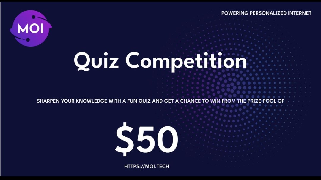 MOI_Tech's tweet photo. 📖 MOI Learn and Earn 🎁 Giveaway of Total prize pool of $50 (5 Winners will get $10 each)
❓ It’s time to find how much our Community know about MOI
📝 Fill the form : 👇
https://t.co/3qlch5UiXP
📆 Deadline: 29th Aug 2022 11:59pm IST https://t.co/zKDOy1Xxut