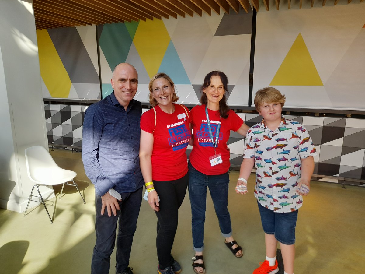GivingVoiceUK's tweet photo. A highlight for @RCSLT at #STAMMAFestGlobal2022 - meeting Charlie and seeing his great artwork highlighting that 'Stammering is not bad'. 

Good to meet #SLPeeps from @AlderHeySLTLiv too. 

#ItsHowWeTalk https://t.co/7nllki9l9b