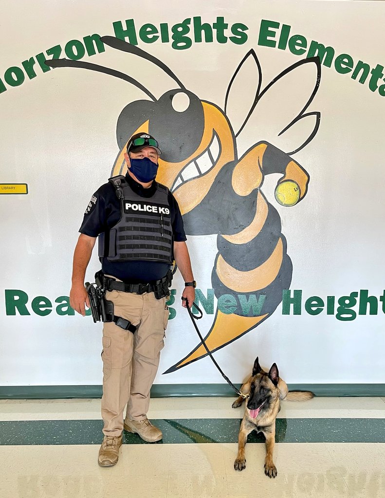 JJHansen26's tweet photo. WELCOME to K9 Officer Harrison &amp; his partner K9 Officer Voit! 

They joined our TEAM to help keep our scholars &amp; staff SAFE while we LEARN! 

We appreciate your service Sir! #TeamSISD #BetheLight #DreamSparkleShine https://t.co/EMlTJq3T8T