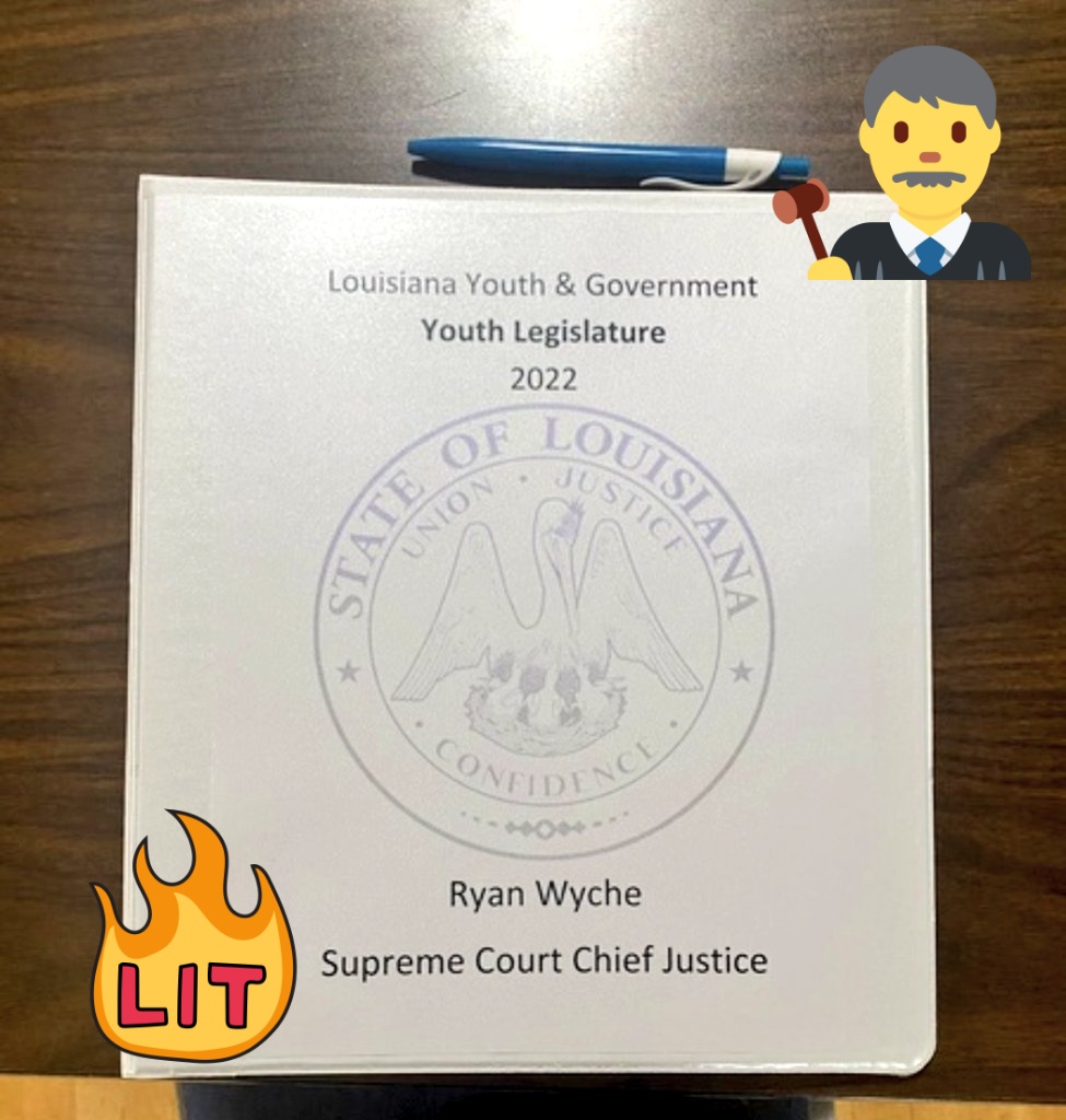 WoodlawnAPGoPo's tweet photo. The year JUST started and @WoodlawnHighBR @WoodlawnGifted student Ryan Wyche is already on a roll!!! You 2022 Louisiana Youth Legislature CHIEF JUSTICE! So proud of how much of yourself you put into everything Ryan! #belikeRyan https://t.co/BLydqPbYqG