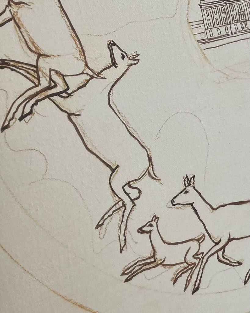 SuePrinceArtist's tweet photo. Work in progress in the studio …
.
.
.
#deerofinstagram #runningdeer #chatsworthhouse #chatsworth #millefleur
#inmystudio #greetingcards #folkart #folkartist #artbooks #books #helpukraine #isolationchronicles #studio #peakdistrictnationalpark #eggtempera #eggtemperapainting… https://t.co/wOag3wEr1f