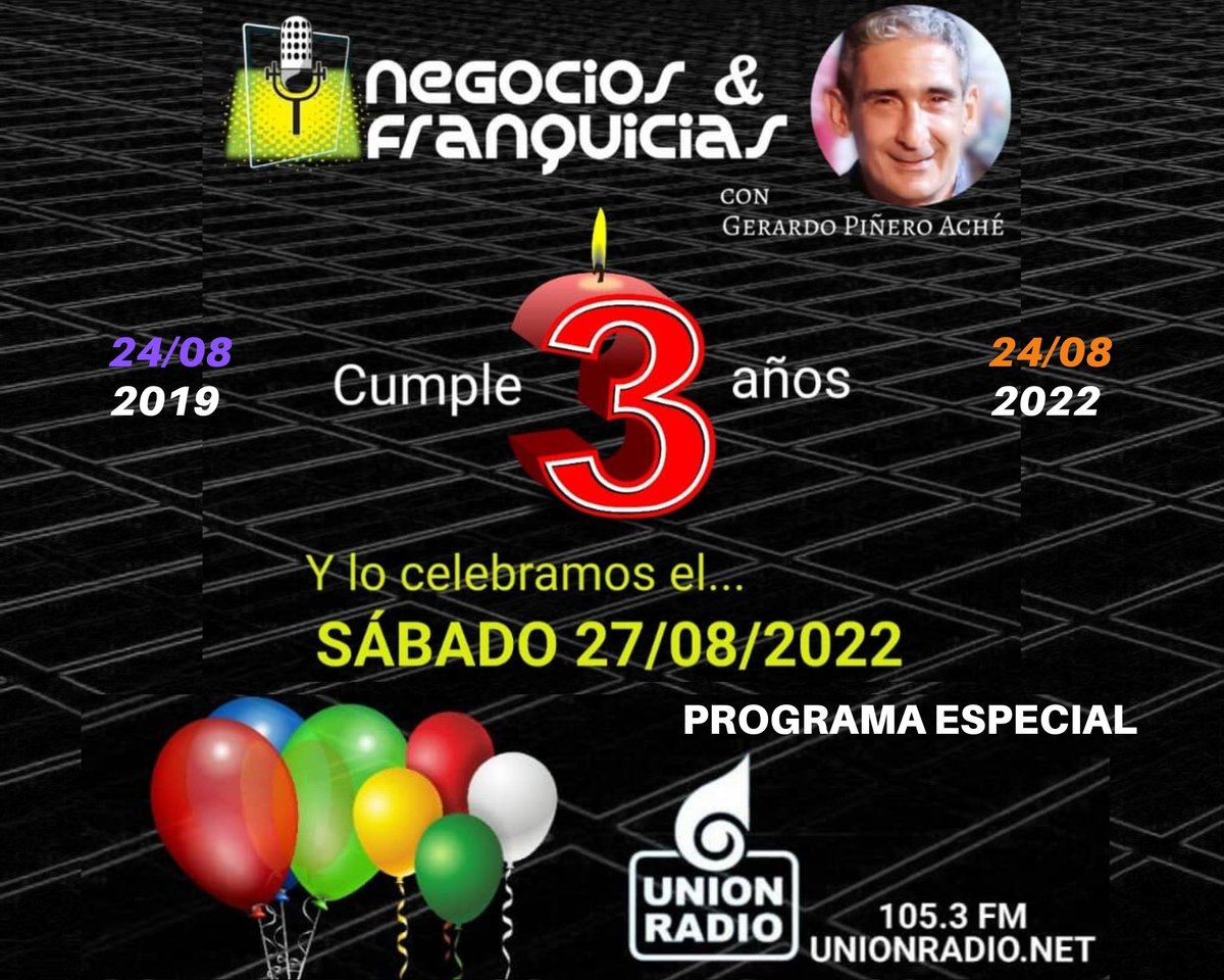 Hoy nuestro programa especial de aniversario por  Unión Radio 105.3 FM y unionradio.net 
#programaaniversario #ESPECIAL