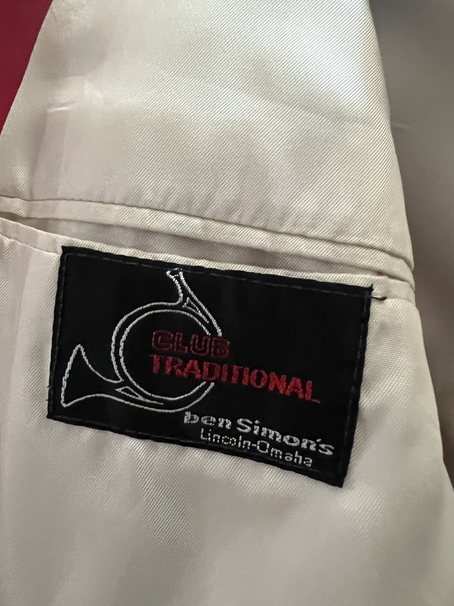 ForRealReal2's tweet image. #Husker in Texas. Was at the charity shop &amp;amp; saw this gorgeous red mens tux jacket. Got it home and saw the label. ITS GOING TO BE A GREAT SEASON!! #GBR #nebraskafootball