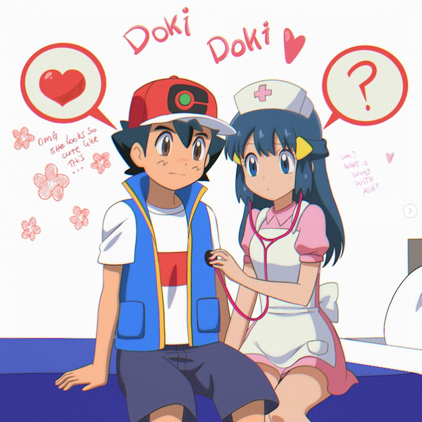 KurumiErika405_'s tweet photo. Another commission for @satohikashi 💕

#pokemon #pocketmonster #ash #dawn #hikari #satoshi #satohika #pearlshipping #fanart #myart #pokemonartstyle #nurse #pokemonshipping #digitaldrawing #Commission #commissionopen #drawing #artwork #commissionart https://t.co/NA8sQWyS6d