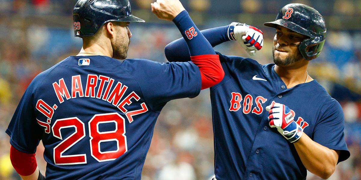 RedSoxSite's tweet photo. J.D Martinez (9) and Xander Bogaerts (11) have combined for 20 home runs this season. #RedSox #poweroutage https://t.co/MVDpclvySe