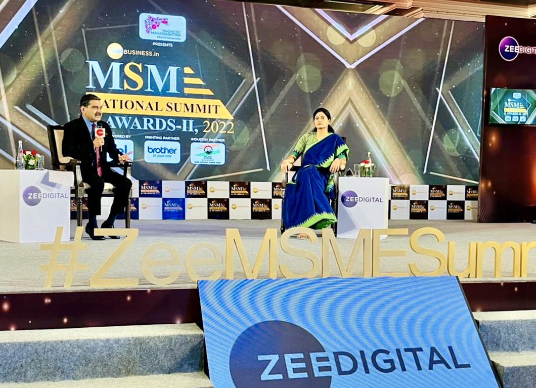 AnilSinghvi_'s tweet photo. Time to honor passionate entrepreneurs with big dreams at Zee Business MSME National Summit & Awards👏👏
Thank you so much Smt. @AnupriyaSPatel Minister of State for Commerce & Industry for gracing the occasion🙏
#ZeeMSMEAwards #MSME #Zeedigital #ZeeBusinessMSMESummit https://t.co/jvQHmh7RCS