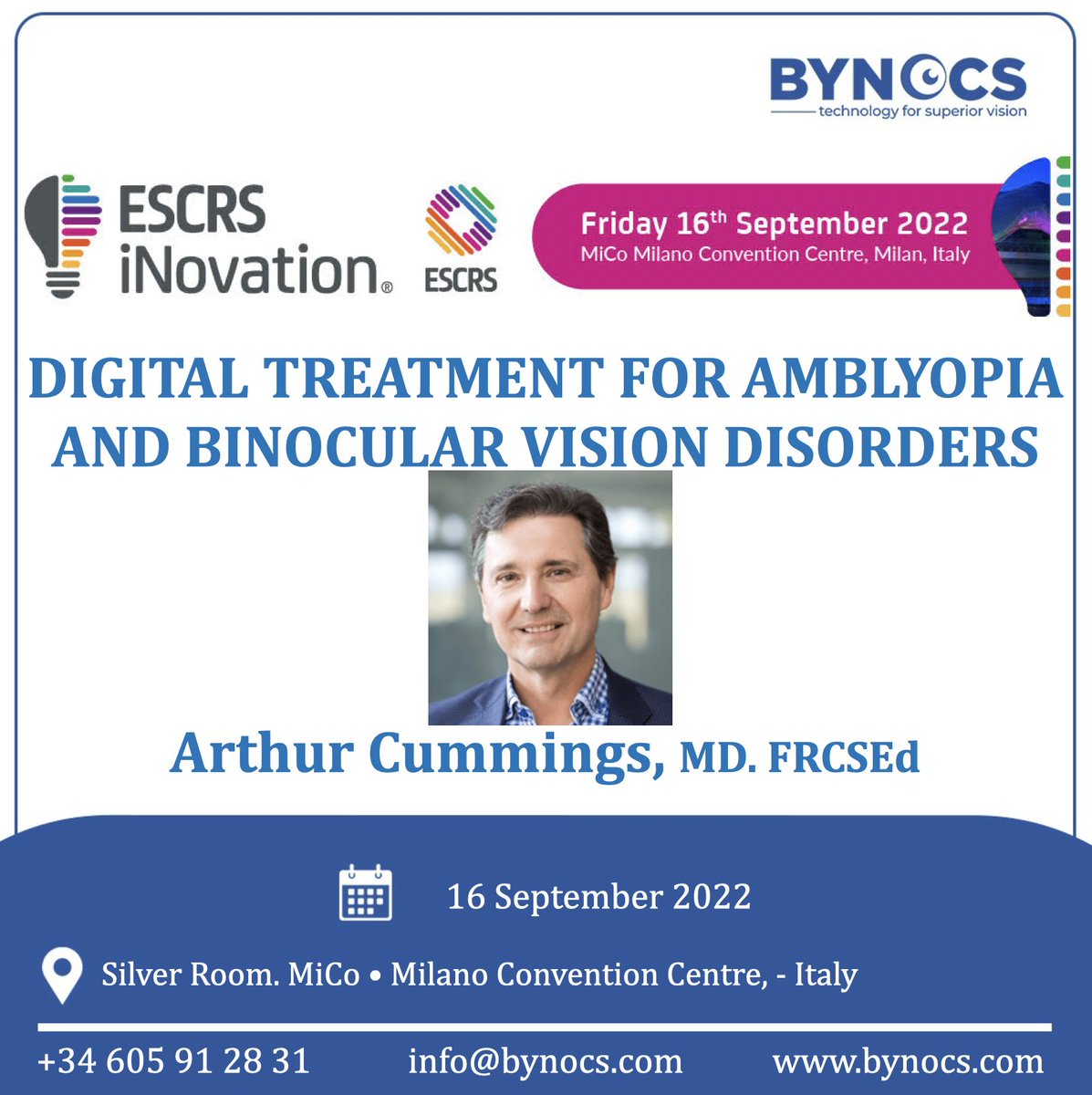 abdaloliullah's tweet photo. Do not miss the opportunity to attend iNovation Day! The 5 year future of the digital practice - @Bynocs Digital therapeutic for amblyopia and binocular vision disorder.
#Bynocs #ESCRS2022 #ophthalmology #ophthalmologist #iNovationDay #Optometrist #Optometry #Amblyopia #Lazyeye https://t.co/fY6kJuLI5Y