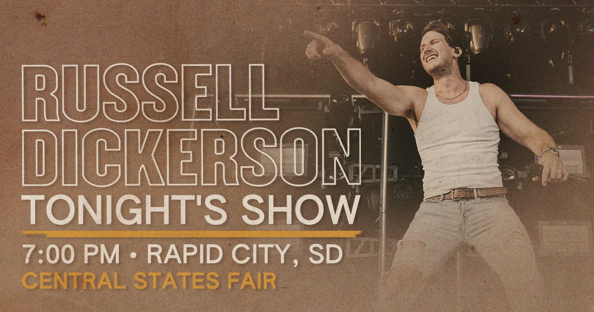 South Dakota, I love you so much I had to stay for another night! I’ll see you tonight at the <a href="/bhstockshow/">Central States Fair & Black Hills Stock Show</a>! Grab your tickets now at russelldickerson.com/tours