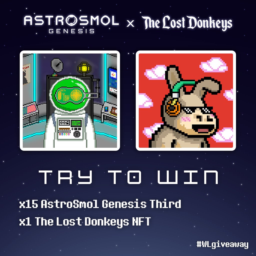 AstroSmol π¨βπ (@astrosmol1) on Twitter photo πAstroSmol Genesis x The Lost Donkey π
x15 AstroSmol Third
& Win 1 <a href="/TheLostDonkeys/">The Lost Donkeys π₯</a> NFT !
1οΈβ£ Follow <a href="/AstroSmol1/">AstroSmol π¨βπ</a> & <a href="/TheLostDonkeys/">The Lost Donkeys π₯</a>
2οΈβ£ Like & RT
3β£ Join the raffle on UtilityFactory :
- utilityfactory.xyz/collab/AstroSmβ¦ πAstroSmol Genesis x The Lost Donkey π
x15 AstroSmol Third
& Win 1 <a href="/TheLostDonkeys/">The Lost Donkeys π₯</a> NFT !
1οΈβ£ Follow <a href="/AstroSmol1/">AstroSmol π¨βπ</a> & <a href="/TheLostDonkeys/">The Lost Donkeys π₯</a>
2οΈβ£ Like & RT
3β£ Join the raffle on UtilityFactory :
- utilityfactory.xyz/collab/AstroSmβ¦