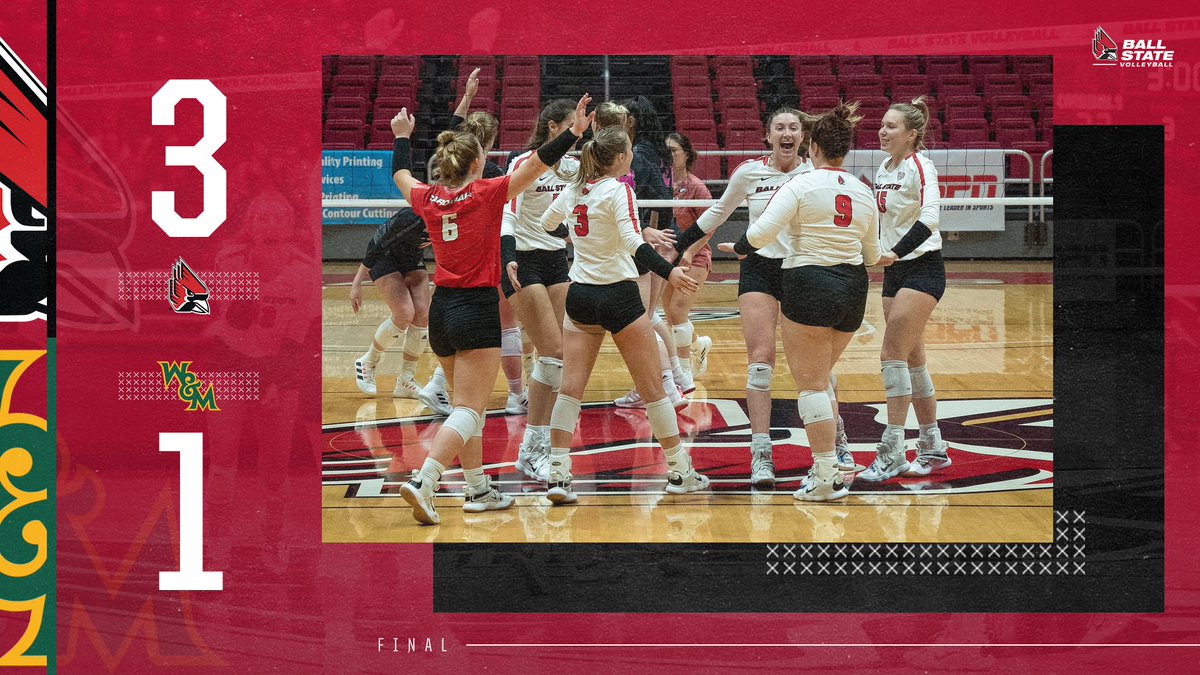 BallStateWVB's tweet photo. 3-0‼️ ... We closed opening weekend w/a 3-1 #VICTORY over William &amp; Mary

@MariePlitt w/a match-high 16 kills, @10laureng not far behind with 11 ... We hit .320 as a team

Back at it next weekend at the LUV Invitational hosted by Lipscomb

#ChirpChirp x #WeFly x #MACtion https://t.co/qxMmnHuNiv