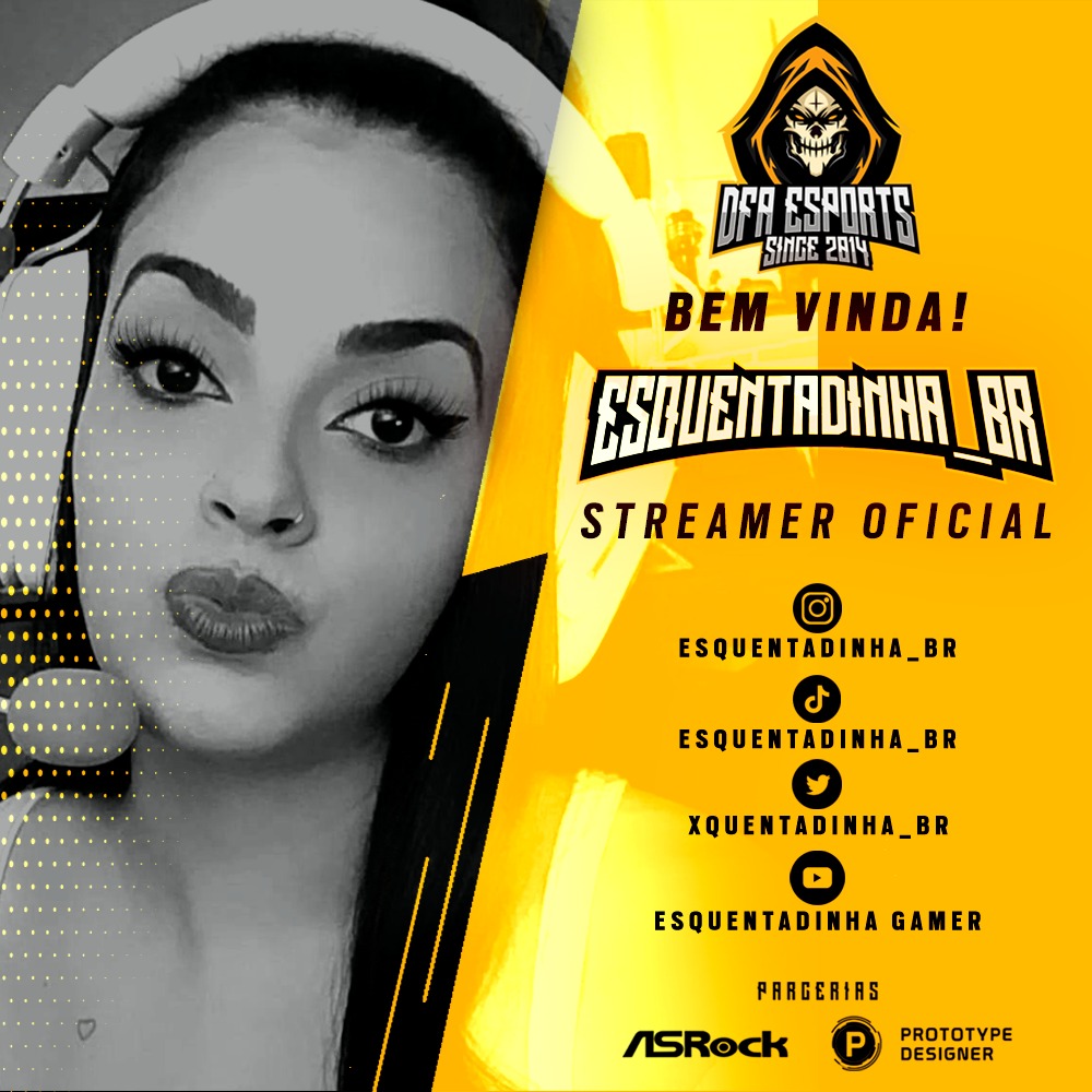 Xquentadinha_BR's tweet photo. É com muita alegria que venho comunicar que agora faço parte da família @dfaesportsbr como streamer oficial!🔥 Bora já colar nos perfis da org e aumentar nossa família!💪🏻

#GoDFA #GoASRock

Visite:
https://t.co/hICGdRNQgY https://t.co/s3Srt7MYS5