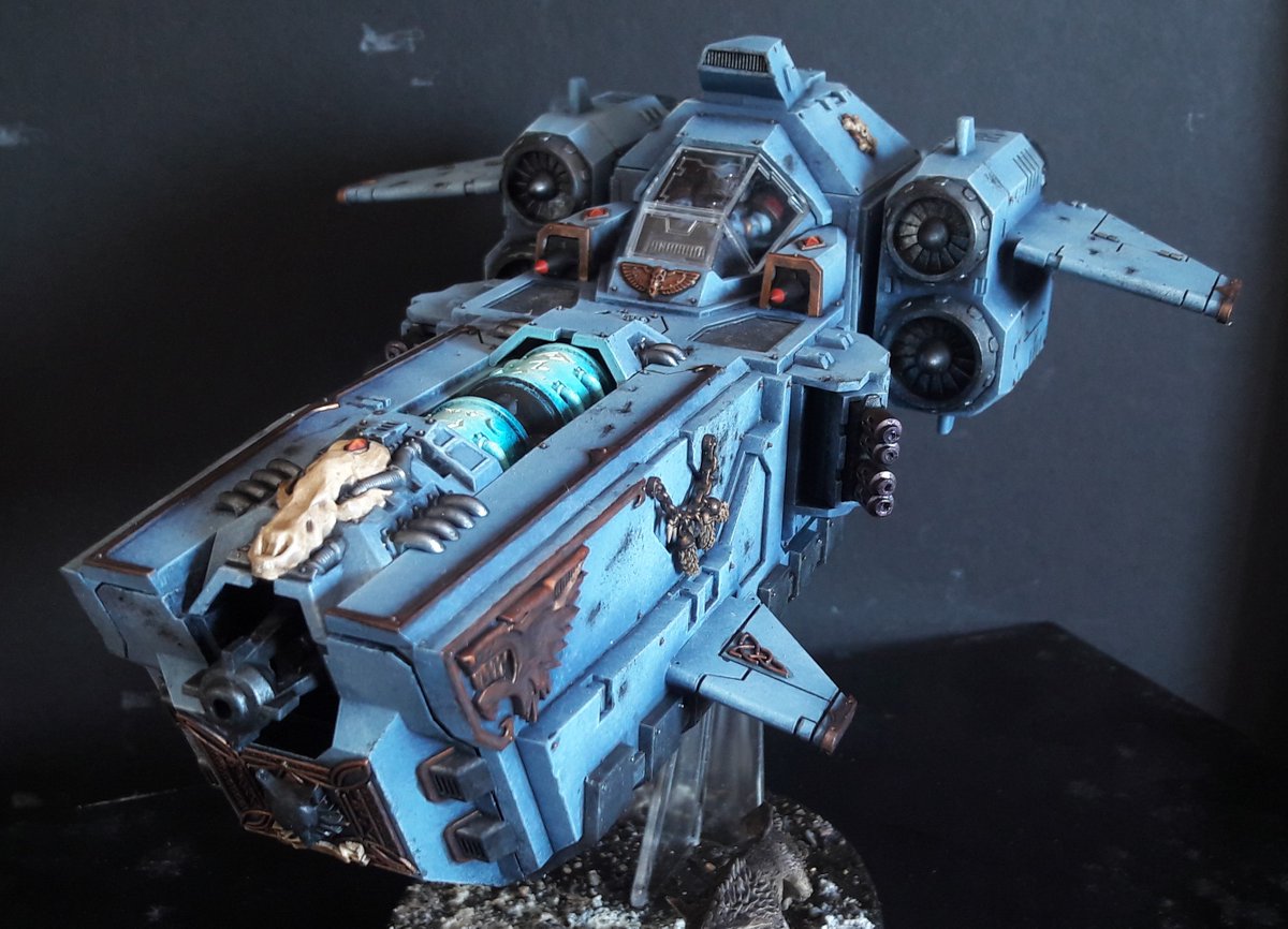 VeryFastMuone's tweet photo. After 22 hours of painting I've finished my Stormfang/Stormwolf! Thanks to @Gerry_B63 for his tutorial on magnetizing this big fella!
Painting the metallics was a slog, but really enjoyed it otherwise. Now on some Orkz!
#WarhammerCommunity #paintingwarhammer #miniaturepainting https://t.co/PRF2MoJEhj