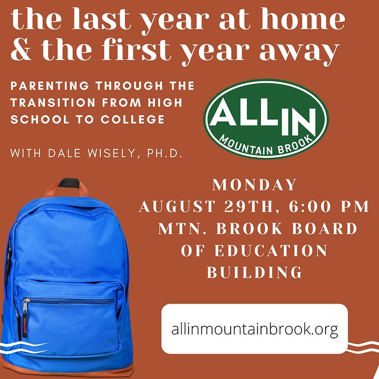 Week 1 - no, not MONDAY NIGHT FOOTBALL, but MONDAY NIGHT with Dr. Dale Wisely - register at allinmountainbrook.org - 6 p.m.