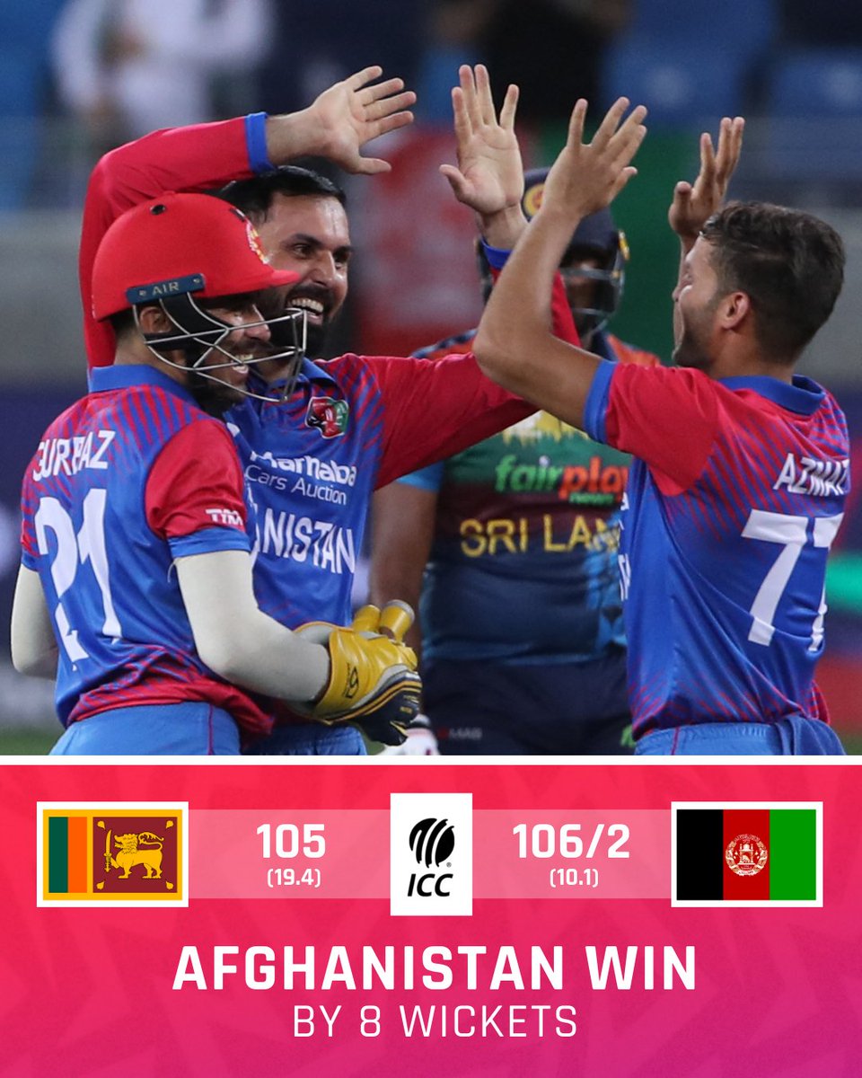 Afghanistan register a thumping win on the opening day of #AsiaCup2022

#SLvAFG | 📝 Scorecard: bit.ly/SLvAFG-AsiaCup