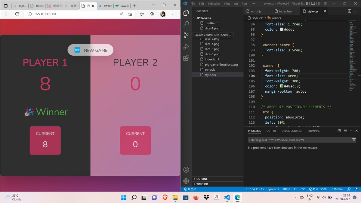 ellfredd's tweet image. Day 34 of #100DaysOfCode 
Coded the first 2 player game
🥳🥳using #javascript #css #html