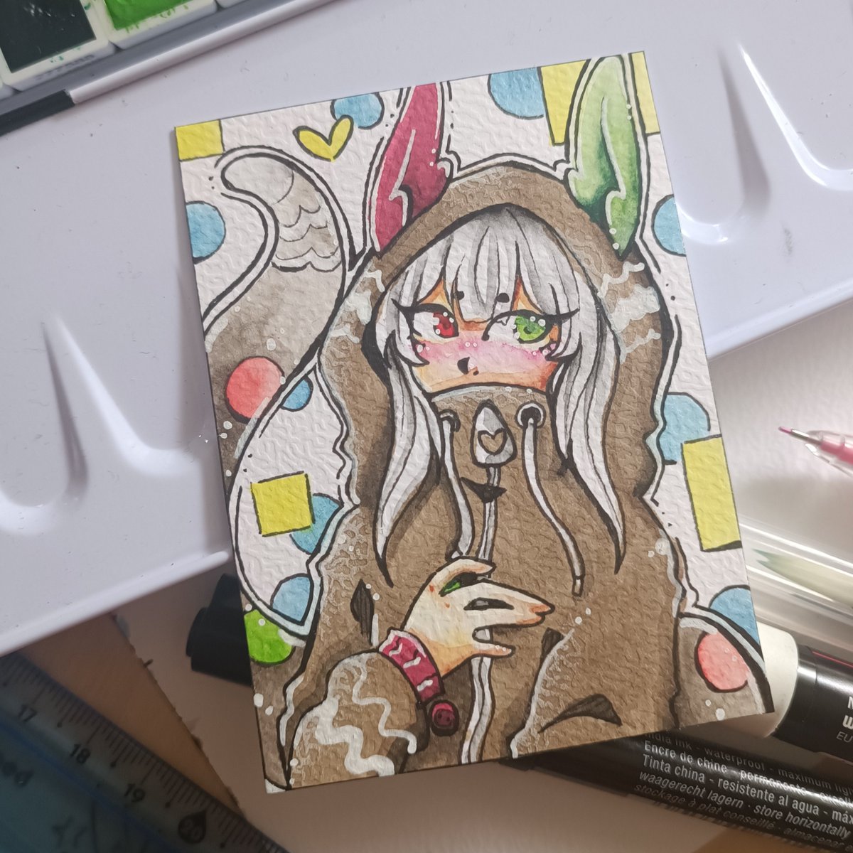 🤎~a gingerbread bunny~🤎
.
I drew another character who belongs to fabricaytion on Instagram! At least one more little artwork with an original character of them will follow soon!~🥰
.
.
#germanart #kakaokarten #atccard #schminckehoradam #lgbtqartist #smallart #originalcharacter