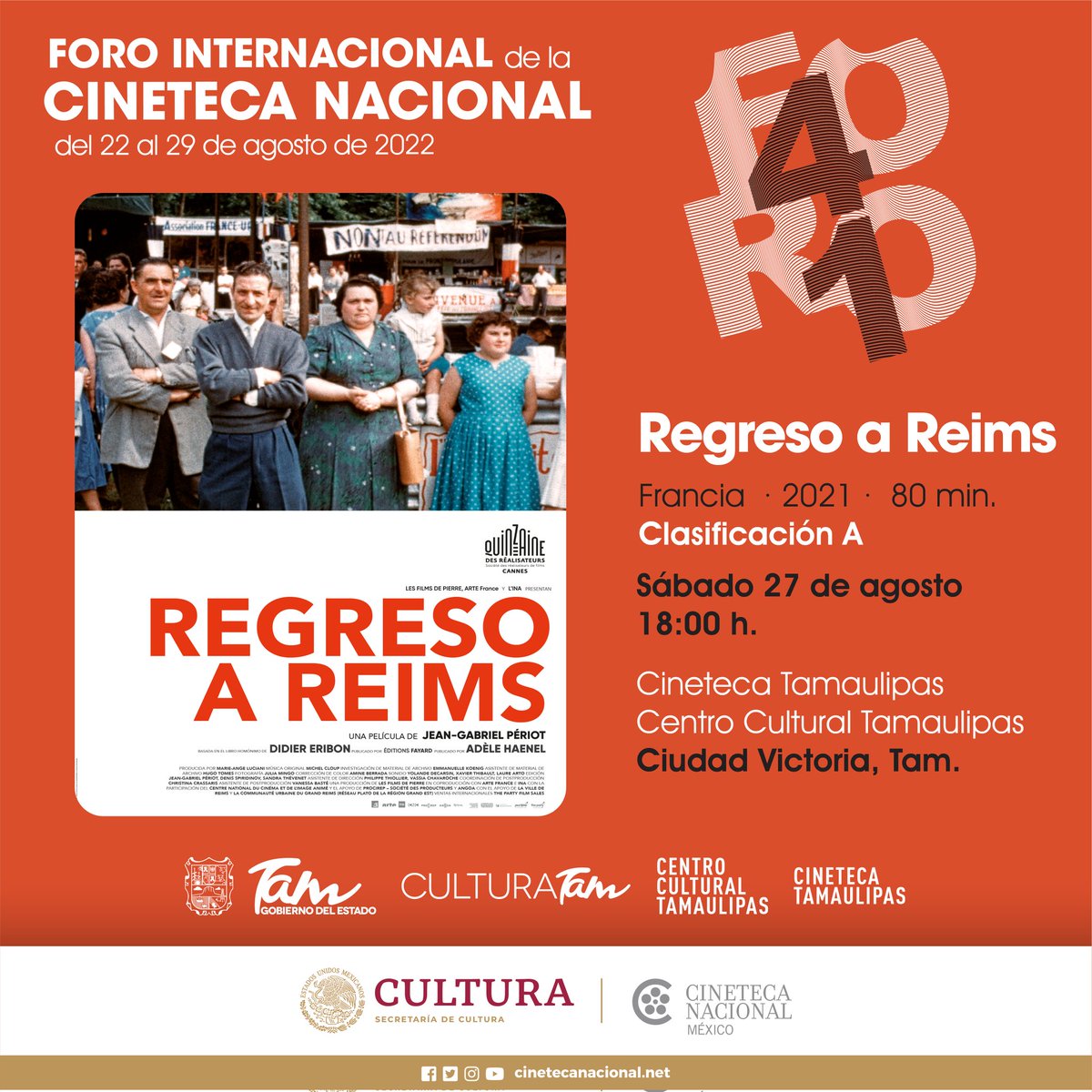 ITCATamaulipas's tweet photo. 🎬 Regreso a Reims (Francia, 2021) (Fragmentos) de Jean-Gabriel Périot, ofrece un bosquejo de la clase obrera desde los ojos de la abuela del director y el imaginario del cine y la televisión.
¡El #41FORO continúa en la @CinetecaTam! 🎞️🍿 https://t.co/UdyT3rPYQz