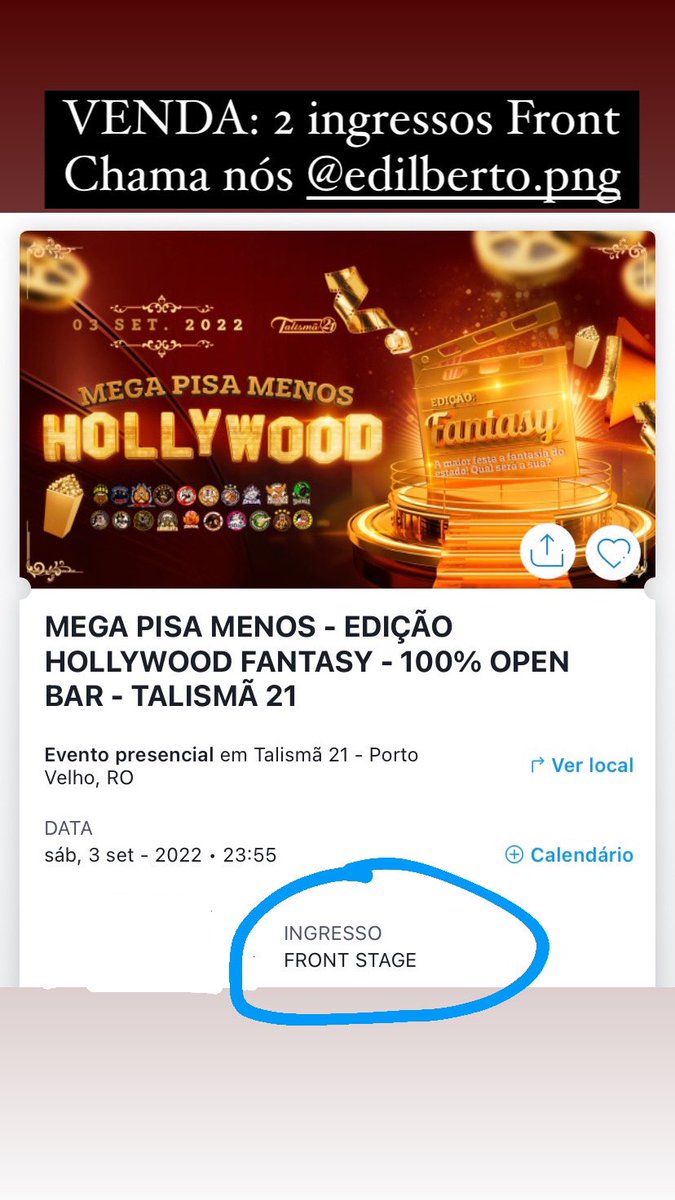 Venda de 2 ingressos Front Stage #PisaMenos 
RT pra ajudar os coleguinhas ❤️