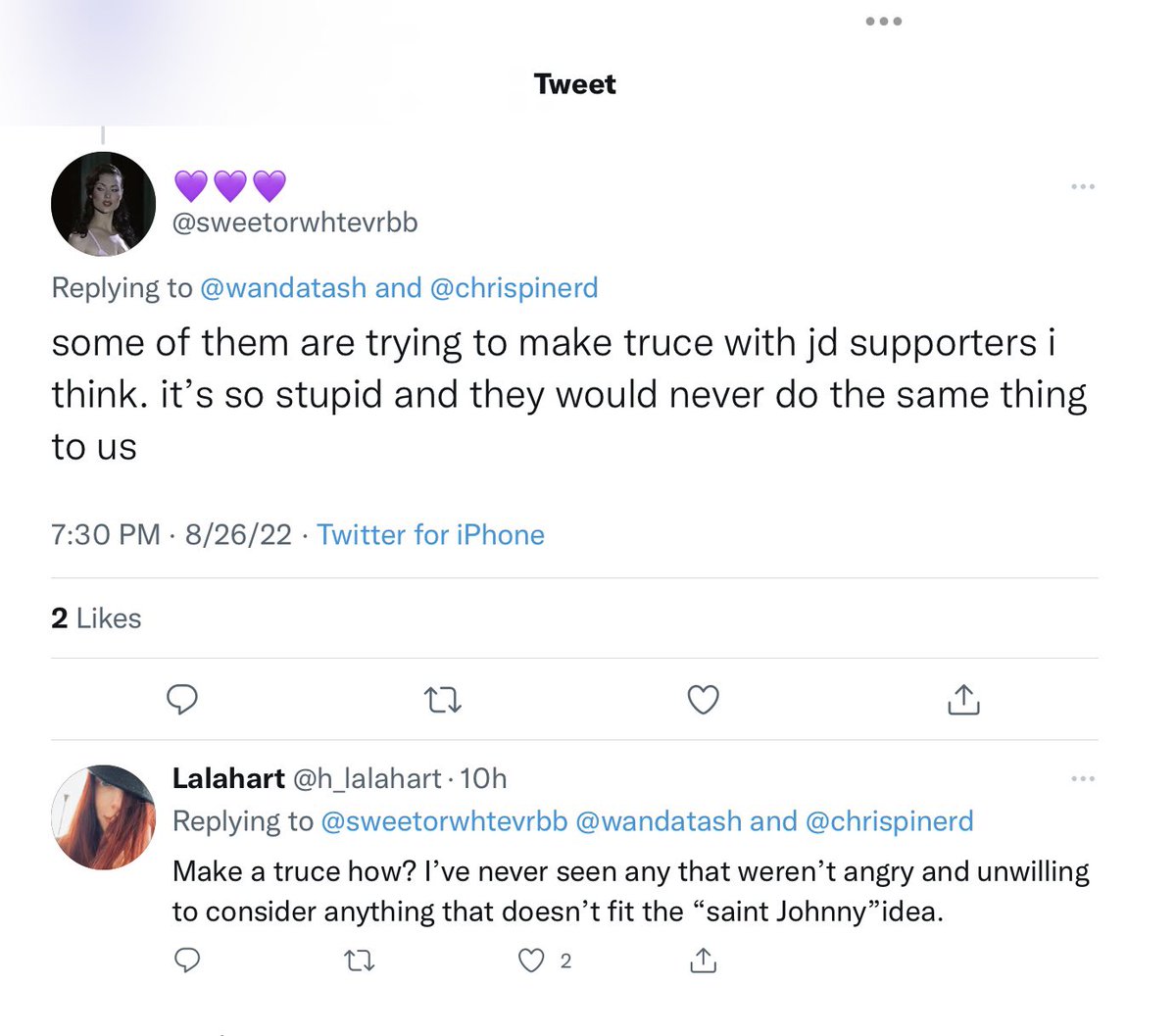 BabyAng62495676's tweet photo. Hey… #DeppFans.. are some of #AHfans trying to defect? Watch your backs. #JohnnyDeppRisesVMA https://t.co/2yMV6g0GZv