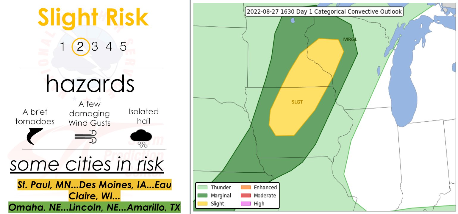 NWS Storm Prediction Center on Twitter "There is a Slight Risk (2/5) across portions of IA, WI