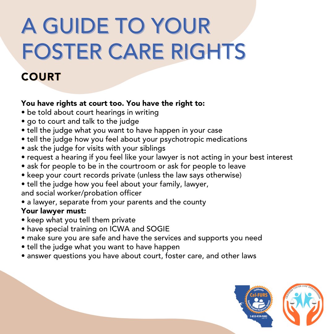 FamilyResponse's tweet photo. Foster youth - you have rights! If you need support with any court issues, we're happy to help guide you in the right direction. #FURScanHelp #fostersupport #fosteryouthvoices #fostercommunity #fosterchildrenmatter #fostercarecommunity #fostercareadvocate #fostercaresystem https://t.co/H9jyLWUjbL