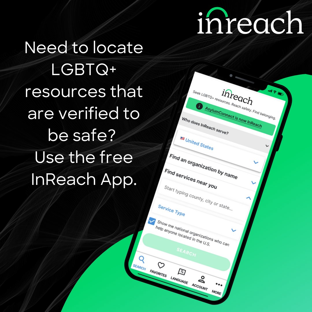 weareinreach's tweet photo. The free InReach App is designed to connect the LGBTQ+ community to essential resources across North America - legal help, mental health, transition healthcare, &amp; much more. All resources are verified to be safe &amp; affirming. 

https://t.co/O5vGVFMWFz  #safehelpisinreach https://t.co/j8GCgFv13r