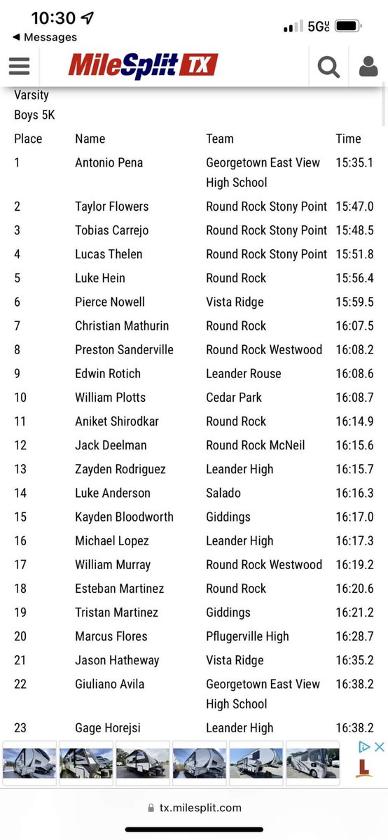 CarrejoToby's tweet photo. Vista ridge invitational 2022. First 5K race of the season and a new PR of 15:48.5, as well as a 3rd place finish. Excited for more racing the next few weeks. https://t.co/bIBtcCVAuw