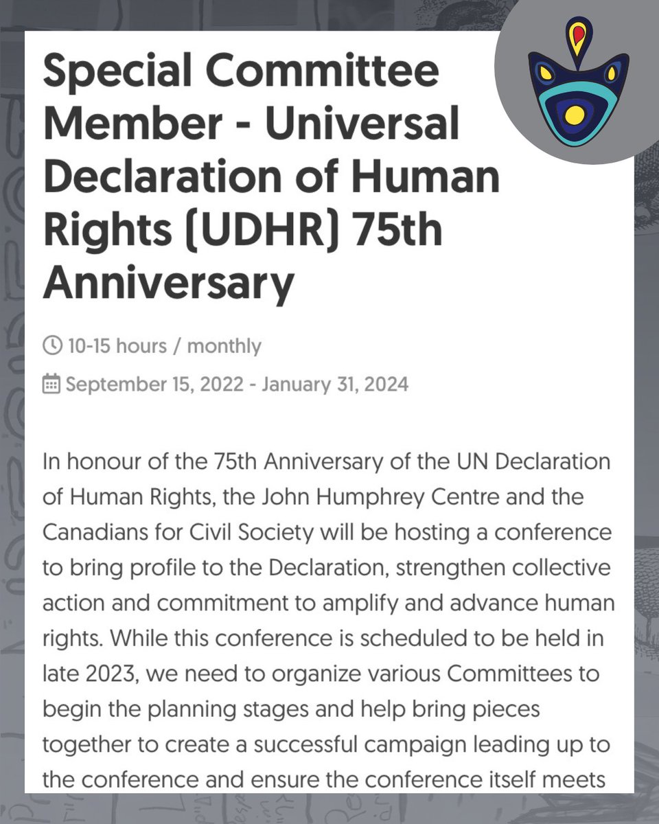 jhcentre's tweet photo. We're looking for a Special Committee Member for the 75th Anniversary of the UN Declaration of Human Rights. Could it be you? 

Learn more and apply here: https://t.co/cyIvMhBuGh https://t.co/sh5z970GwI