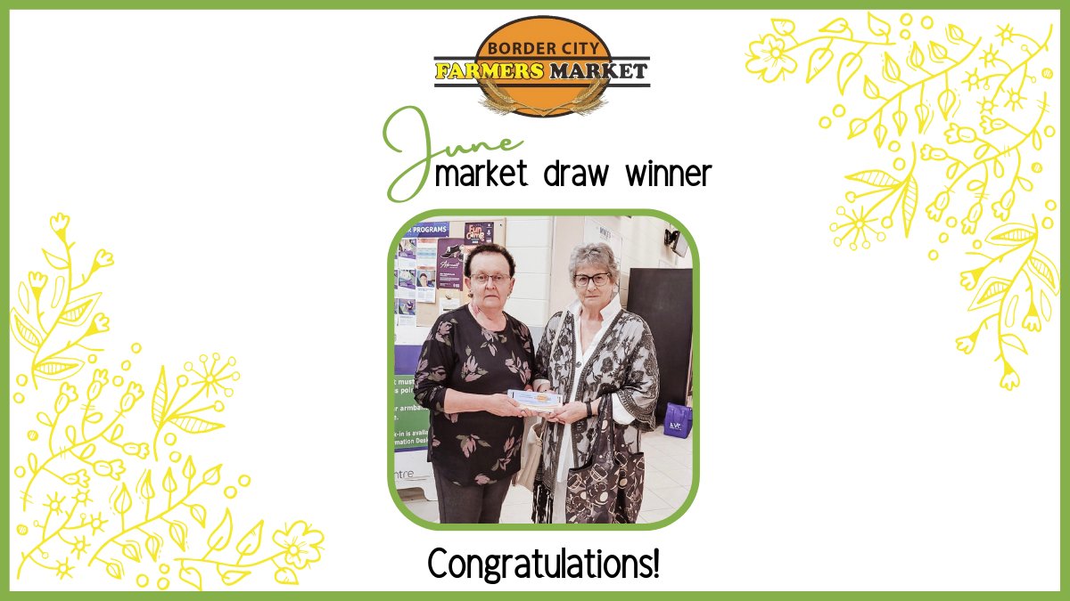 lloydBCFMI's tweet photo. Congratulations Mary on winning June's Market Money Draw!! 

#bordercityfarmersmarket #farmersmarket #supportlloydminster #shoplocal #lloydchamber1 #thinklloydfirst #marketmoneydraw #winner https://t.co/NdsQhjN2ZN