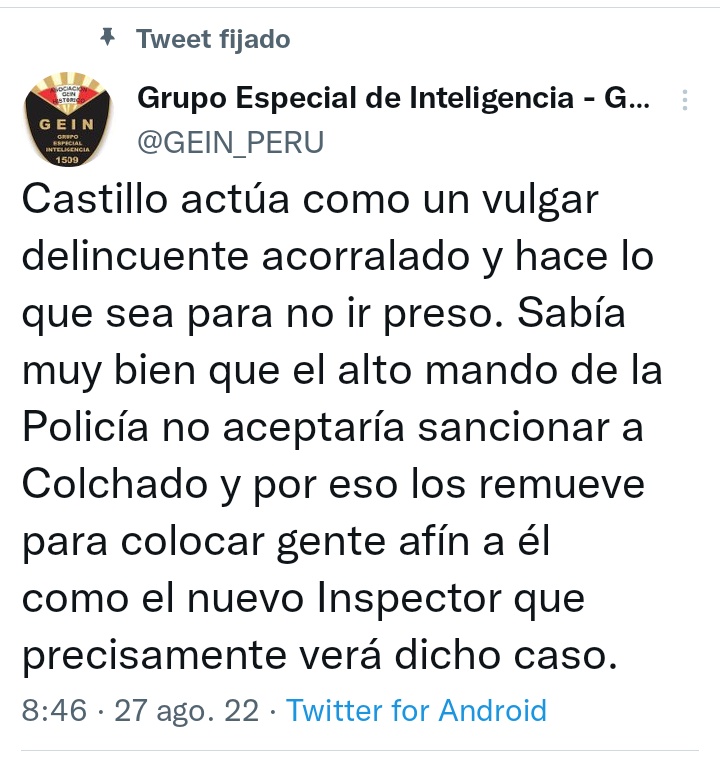 peruvianbrave's tweet photo. Castillo se juega sus últimas cartas.
Con evidente  desesperación actúa aún bajo la sombra.
No se merece la cárcel, se merece la pena de MU3RT3, por traición a la patria. 
@GEIN_PERU https://t.co/mTfDYI8nrq