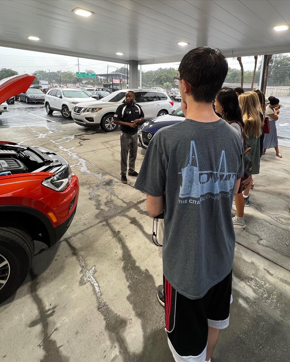 AutoNation's tweet photo. Our Teen Driver Safety Clinic in Charleston was great! Special thanks to Trooper Pye for speaking to teens about driver safety &amp; road laws. Our Associate, Seth showed the teens car some care tips! This is how we #GoBeGreat in the community. #DRVPNK #ONEAutoNation #Community https://t.co/IRbi8j4rPo