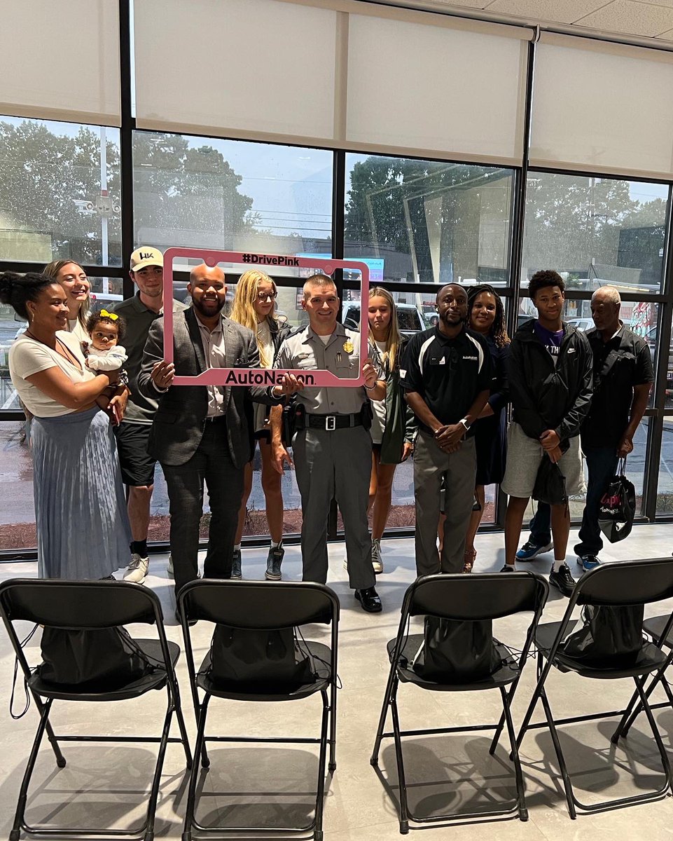 AutoNation's tweet photo. Our Teen Driver Safety Clinic in Charleston was great! Special thanks to Trooper Pye for speaking to teens about driver safety &amp; road laws. Our Associate, Seth showed the teens car some care tips! This is how we #GoBeGreat in the community. #DRVPNK #ONEAutoNation #Community https://t.co/IRbi8j4rPo