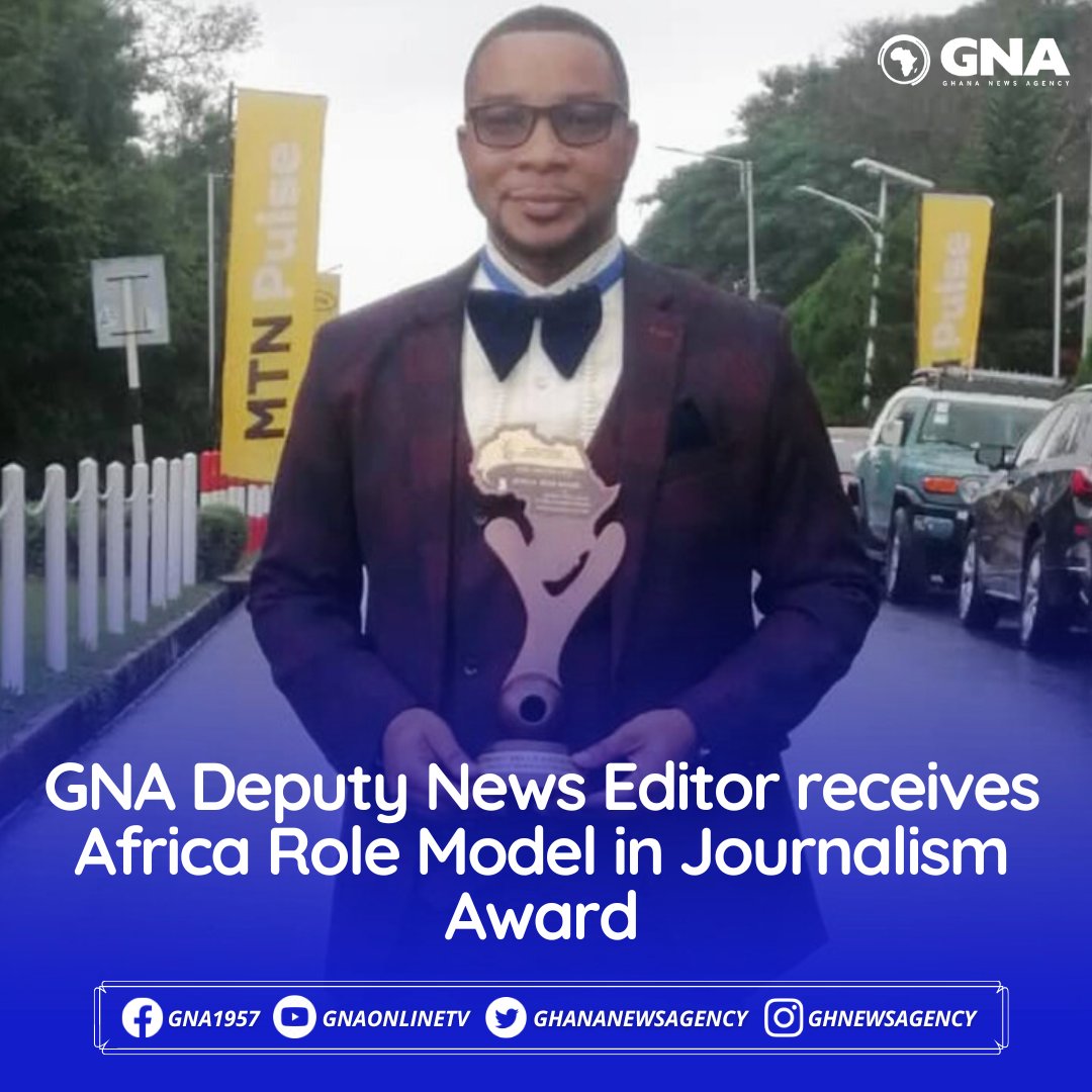 GHANANEWSAGENCY's tweet photo. GNA Deputy News Editor receives Africa Role Model in Journalism Award
#GhanaNewsAgency #GNA #AfricanRoleModel #Journalism https://t.co/It0m31FRjy