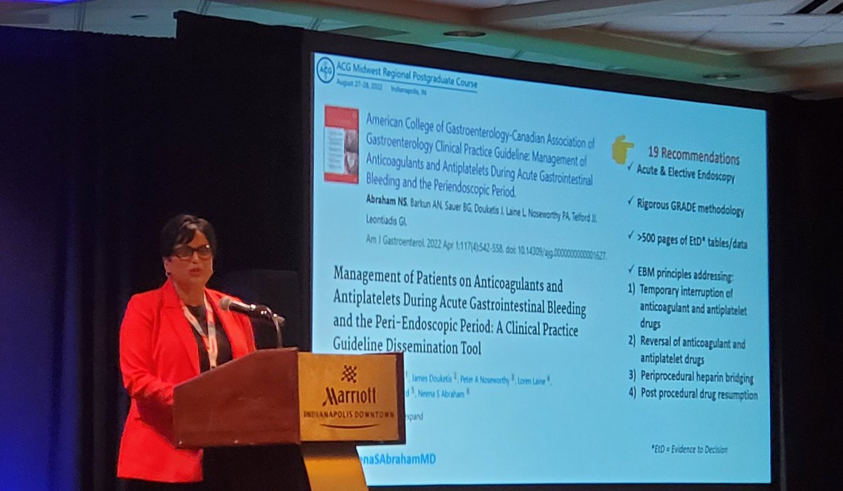 IBD_Afzali's tweet photo. The #CardioGI👑 @NeenaSAbrahamMD presents on Perioperative management of anticoagulants/antiplatelets 🩸
#ACGRegionals @AmCollegeGastro https://t.co/7oj46Bc68x