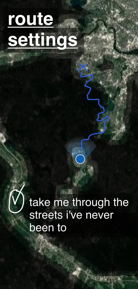 eugenekudashev's tweet photo. imagine if your navigation app could give you slightly different directions:

instead of optimizing for speed, it would walk you through streets that you never (or rarely) been through

making your bike commute, or your walk through the downtown, new!

UNTITLED MAP APP. soon! https://t.co/YIvI8ZNvN8