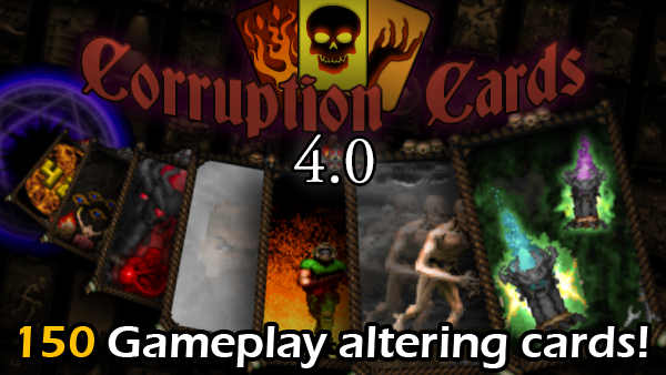 CutmanMike's tweet photo. Corruption Cards 4.0 has been released! Adds over 40 new cards since the previous stable release, and a new game mode that only insane people (like me) will enjoy. #Doom #DoomModding https://t.co/66oGsgW0N7 https://t.co/EiWr1pwX0q