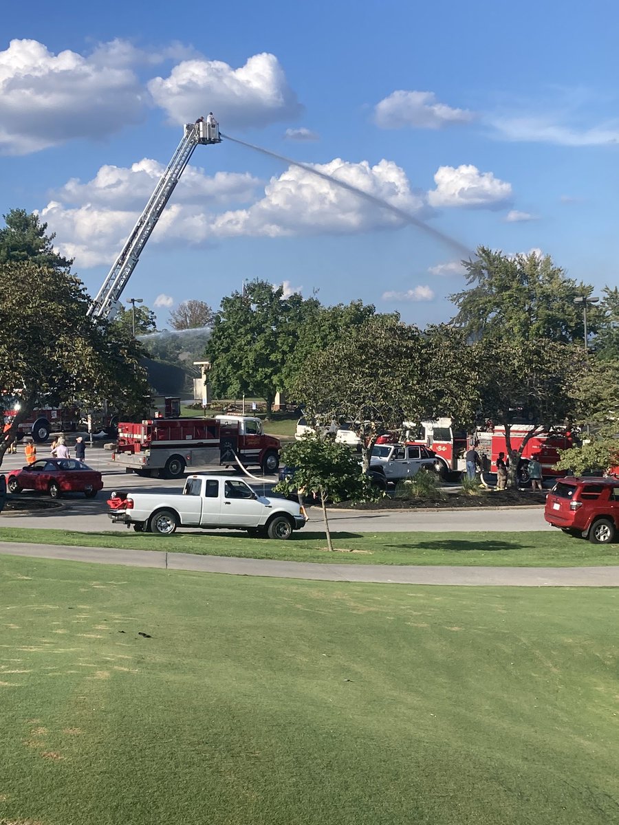 Tanasigolf's tweet photo. Sad sad day at Tanasi! Thankfully everyone got out and no one was hurt. Big thanks to the first responders from multiple districts. https://t.co/DfGh3HE4Xo