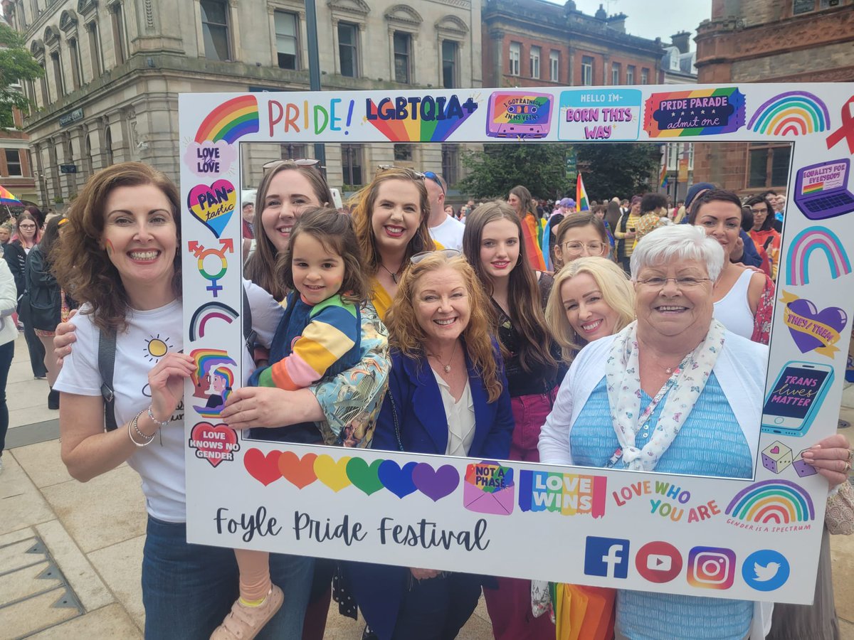 MariaMcGilloway's tweet photo. #foylepride festival … what a day. Was great to join UU LGBT+ staff network for the parade @UlsterEquality https://t.co/tTgRxzYW5e