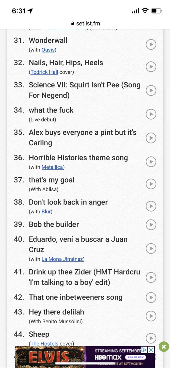 pchristman92's tweet photo. Someone has gone absolutely feral on @ArcticMonkeys’ @setlistfm https://t.co/toXGUfUZln