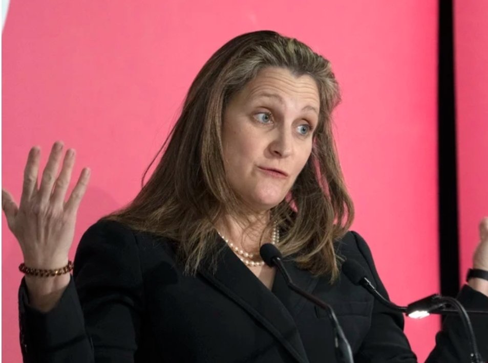 AreOhEssEyeEe's tweet photo. "I don't understand why he called me all of those terrible names! All we did was have the cops trample them with horses &amp; beat them for peacefully protesting our tyrannical mandates..."

-Chrystia Freeland https://t.co/AmmdzNDuQY